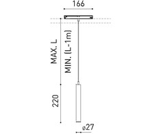 5,6W LED pakabinamas šviestuvas į magnetinį bėgelį STICK 22, juodas, 48V, 3000K