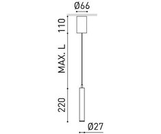 5,6W LED pakabinamas šviestuvas STICK BASE 22 MEDIUM, juodas, 3000K, DALI, 31º