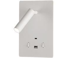 5W + 3W LED sieninis šviestuvas MANAT, baltas, 3000K, su USB ir USB C jungtimis, A3568002B