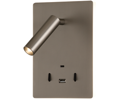 5W + 3W LED sieninis šviestuvas MANAT, nikelio sp., 3000K, su USB ir USB C jungtimis, A3568002NM