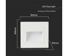 V-tac 5W LED įleidžiamas šviestuvas laiptams, baltas, 3000K, IP65