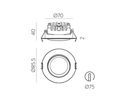 5W LED įleidžiamas šviestuvas TILT, baltas, 2700/3000K, dimeriuojamas, IP40, E4023170BDP