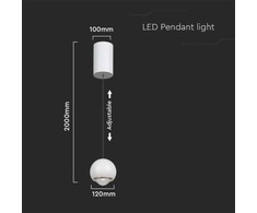 V-tac 5W LED pakabinamas šviestuvas, baltas, 3000K