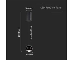 V-tac 5W LED pakabinamas šviestuvas, juodas, 3000K