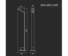 V-tac 5W LED pastatomas lauko šviestuvas, juodas, 4000K