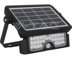 5W LED prožektorius V-TAC, 4000K (natūraliai balta), juodas, su saulės baterija
