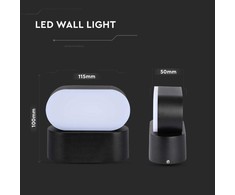 Sieninis šviestuvas V-tac 5W LED sieninis pakreipiamas šviestuvas, juodu korpusu, 3000K, IP65