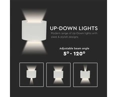 V-tac 5W LED sieninis šviestuvas, baltas, 3000K