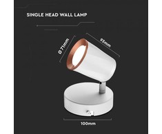 V-tac 5W LED sieninis šviestuvas, baltas, 3000K