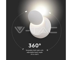 V-tac 5W LED sieninis šviestuvas, baltas, 4000K