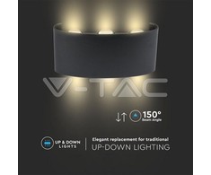 V-tac 5W LED sieninis šviestuvas, juodas, 3000K, IP65