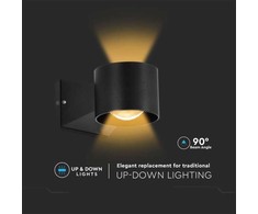 V-tac 5W LED sieninis šviestuvas, juodas, 4000K