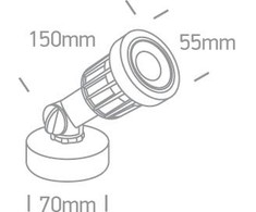 5W LED sodo šviestuvas, IP65. Tiekiamas su smaigais ir nedimeriuojamu LED maitinimo šaltiniu.