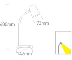 5W LED stalo šviestuvas, baltas, 3000K, dimeriuojamas, 61110/W/W
