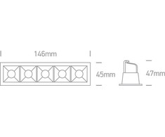 5x2W LED įleidžiamas šviestuvas, baltas, 3000K, 50502B/W/W