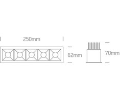 5x6,5W LED įleidžiamas šviestuvas, baltas, 3000K, 50507B/W/W