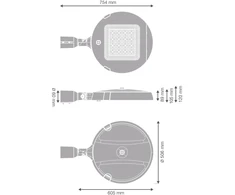 60W LED gatvės šviestuvas URBAN FLEX, pilkas, 4000K, 156° x 67°, ZHAGA, DALI