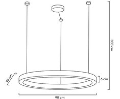 60W LED pakabinamas šviestuvas RING LUXURY 90, aukso sp., 3000K