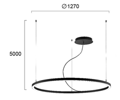 61W pakabinamas šviestuvas VERDI, Ø127cm, 3000K, juodas, 4224200