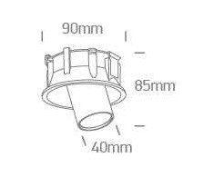 6,5W LED įleidžiamas, pakreipiamas šviestuvas, juodas, 3000/3500/4000K, dimeriuojamas, 11107C/B/V