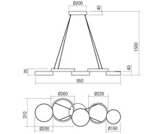 65W LED pakabinamas šviestuvas CRONOS, bronzos sp., 3000K, dimeriuojamas, 01-2543