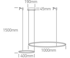 65W LED pakabinamas šviestuvas, juodas, 3000K, 40cm/100cm, dimeriuojamas, 63150A/B/W