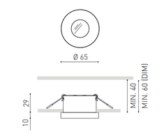 6,7W įleidžiamas šviestuvas PUCK RECESSED S, 4000K, baltas, dimeriuojamas