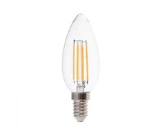 V-tac 6W LED filamentinė lemputė, E14, žvakės formos, skaidri, 3000K