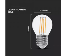 V-tac 6W LED filamentinė lemputė, E27, G45, 4000K