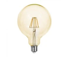 V-tac 6W LED filamentinė lemputė, G125, E27, gintaro sp. stiklu, 2200K