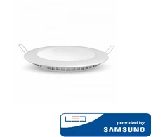 6W LED įmontuojama panelė premium V-TAC, apvali, 6400K (šaltai balta), SAMSUNG LED chip