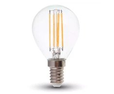 6W LED lemputė V-TAC, E14, P45, 2700K, filamentinė, 100lm/W, skaidriu stiklu