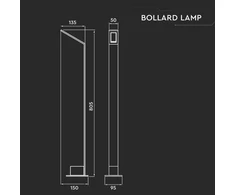 V-tac 6W LED pastatomas šviestuvas, pilkas, 4000K, IP65, 80,5cm
