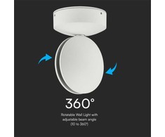 V-tac 6W LED paviršinis fasado šviestuvas, baltas, 3000K, IP65