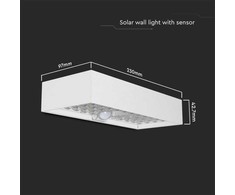 Sieninis šviestuvas V-tac 6W LED sieninis lauko šviestuvas su saulės baterija ir judesio davikliu, baltas, 4000K, IP65