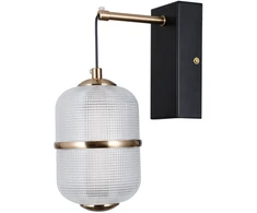 6W LED sieninis šviestuvas ALANI, juodos/aukso sp./skaidrus, 3000K