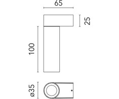 6W LED sieninis šviestuvas C1 MONO SPOT WALL SMALL, plieno sp., 3000K, 18°, dimeriuojamas