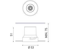 6W LED užglaistomas šviestuvas SHOT LIGHT S, baltas, 3000K