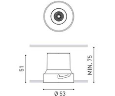 6W LED užglaistomas šviestuvas SHOT LIGHT S, juodas, 3000K, 18°