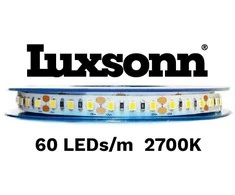 6W/m LED juosta LUXSONN, SAMSUNG diodai 2835, DC12, 60 LED/m, 2700K, 5m ritė