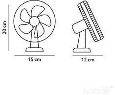 6W stalinis ventiliatorius su baterija VIENTO CLIP, baltas, 3 greičių