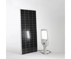 74W LED gatvės šviestuvas su saulės baterija ir judesio davikliu IPERION, sidabro sp., 4000K, IP65