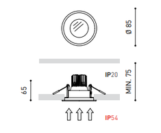 7,5W įleidžiamas šviestuvas DROP MICRO Matinis 200mA 7.5W 3000K WT