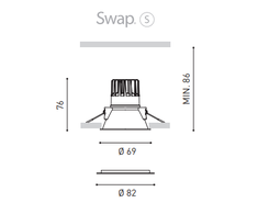 7W LED įleidžiamas šviestuvas SWAP S, apvalus, 4000K (dienos 6viesa), baltas