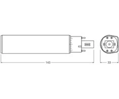 Ledvance 7W LED lemputė DULUX, G24q-2, baltos matinės sp., 3000K