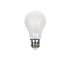 7W LED lemputė V-TAC E27 A60, Filamentinė, matinis stiklas, 2700K (šiltai balta).
