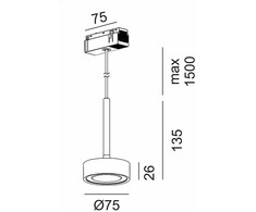 7W LED pakabinamas šviestuvas SOL MINI P į magnetinę sistemą IN_LINE, smėlio/juodos sp., 3000K, 48V, 24°