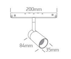 7W LED šviestuvas į magnetines sistemas MINI/MIDI/MAXI/P&amp;P, juodas, 3000/4000K, 48V, 38°, DALI, 42138L/B/V