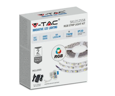 V-tac 7W/m LED juosta, 60 LED/m, RGB, EU jungiklis, 5 metrų (nekarpoma)