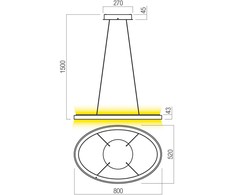 80W LED pakabinamas šviestuvas NOBU, matinės aukso sp., 3000/4000K, dimeriuojamas, 01-3813